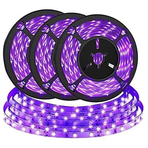 Lot de 3 bandes lumineuses LED UV violettes et noires, 4,5 W, 2 m, alimentation USB 5 V (1/5)