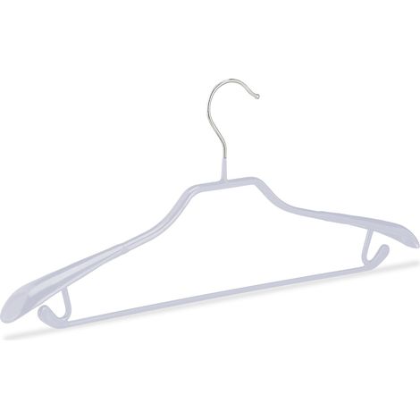 Set di 10 grucce antiscivolo per abiti supporto largo 19 x 45 x 3,5 cm in metallo grigio chiaro 130009019