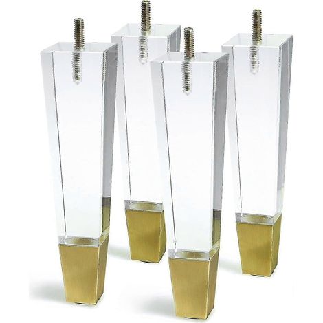 Pieds de meubles de remplacement en acrylique, pieds de meuble, pieds décoratifs transparents modernes à monter soi-même, style carré, ensemble de 4 pièces (7,8 pouces carrés). (1/5)