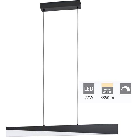 Lampe suspendue ISIDRO Noir Satin L: 79.5 B: 6 h: 110cm DIMMABLE 3000K (1/4)