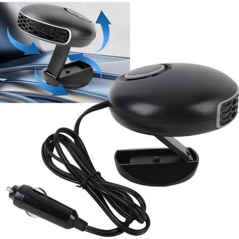 Ventilador/calefactor portátil USB para coche de 150 W con función de descongelación y antihielo, soporte plegable, ABS/PC, 330 g, 6-12 cm. El paquete incluye: 1 ventilador para coche, 1 soporte, 1 al (1/5)
