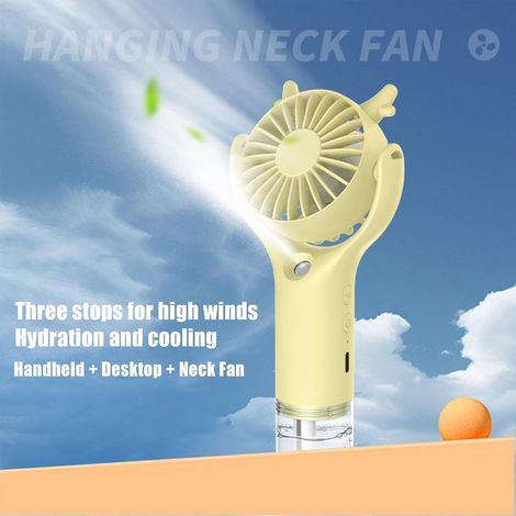 Ventilateur + brumisateur 2-en-1 – Rafraîchit et humidifie l’air – 3 vitesses – Batterie intégrée – Portable et léger – Idéal camping, voyage, bureau, extérieur (1/4)