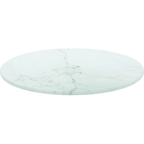 Maison Exclusive - Dessus de table blanc Ø30x0,8cm verre trempé avec design marbre