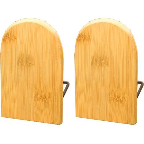 2 Pièces Serre-Livres en Bois Design Minimaliste Bords Arrondis pour Bureau ou Bibliothèque (1/5)