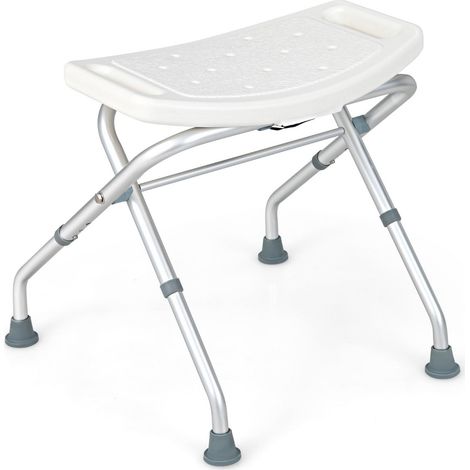 Asiento de ducha de altura regulable (49-52,5 cm) para mayor comodidad y seguridad diseño elegante en aluminio blanco 200019473