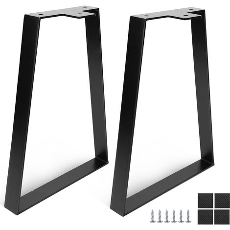Juego de 2 patas de mesa de metal, 35 cm, patas trapezoidales para muebles, patas de escritorio industriales, patas de mesa de hierro, para mesas de centro, escritorios DIY, negras (1/5)