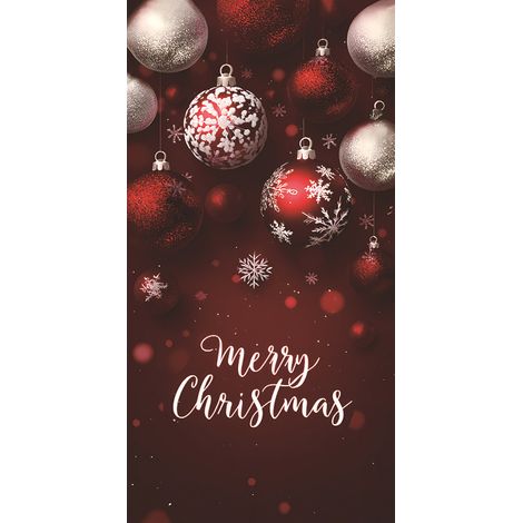 Nouvelle décoration de porte pour Noël, motif cadeau du Père Noël, ambiance festive - 90 x 180 cm (perforée + ruban) - 24