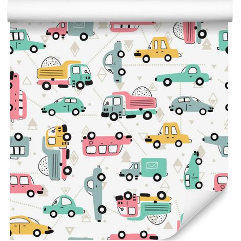 Papier peint coloré à motifs de voitures et de panneaux de signalisation pour salon et chambre, 50 x 1000 cm (1/5)