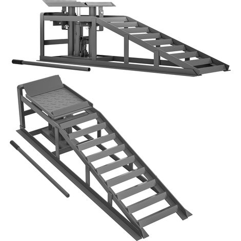 Set de 2 rampas de acceso regulables para coche en acero gris MODENUIT (1/5)