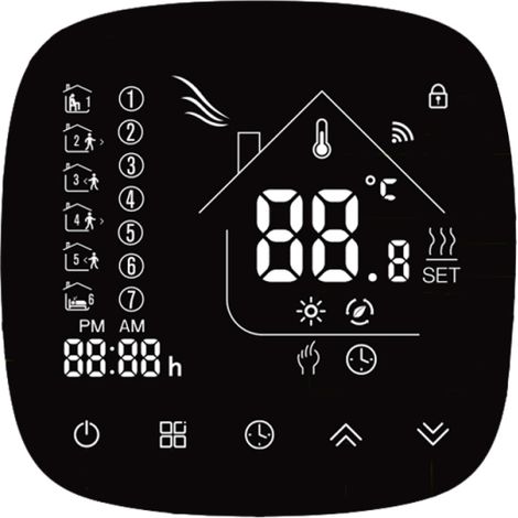 Thermostat de chauffage de chaudière programmable hebdomadairement avec écran tactile LCD, régulateur de température ambiante 5A (1/5)