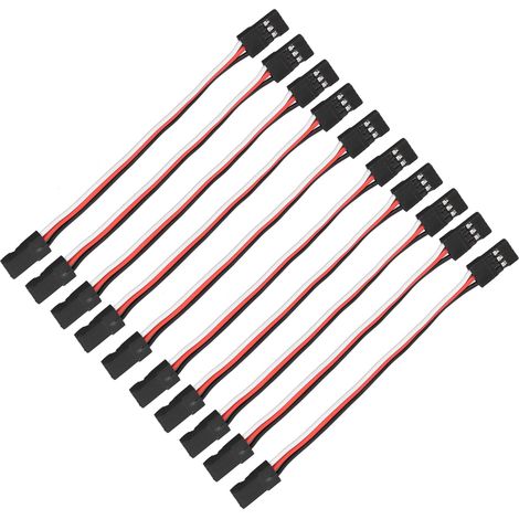 10 Câbles d'Extension Servo 3 Pins 100mm pour Modélisme RC, Connecteurs Femelle-Femelle en Laiton pour Voitures Télécommandées (1/5)