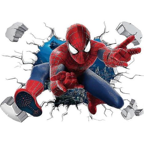 Sticker mural Spider-Man Breakout 3D araignée rouge, décoration murale pour chambre d'enfant ou salon, 40 x 45 cm (Spider-Man) (1/5)