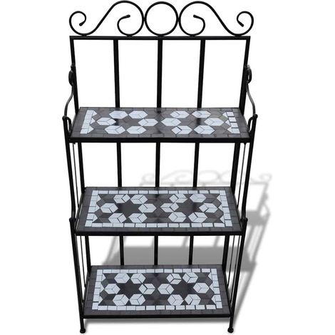 vidaXL Soporte de plantas mosaico negro y blanco (1/2)