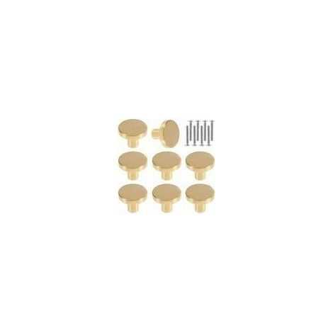 Boutons de Porte Boutons d'armoire Ronds en Laiton Massif Poignées Rondes de Meuble Vintage avec Vis pour Armoire Placards Tiroirs 20 x 25mm (8Pcs), (1/5)