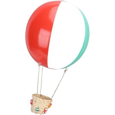 Montgolfière avec nacelle en rotin, décoration de Noël suspendue en PVC coloré. (1/5)