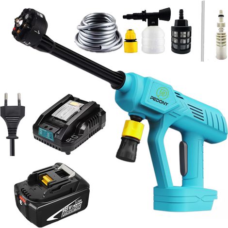 Elektrische Hochdruckreinigungsmaschine, Akku-Druckkreismaschine, tragbares Hochspannungs-Auto-Hochspannungsstab,+1 5.5A battery+fast charger, kompatibel mit Makita-Batterien (1/5)