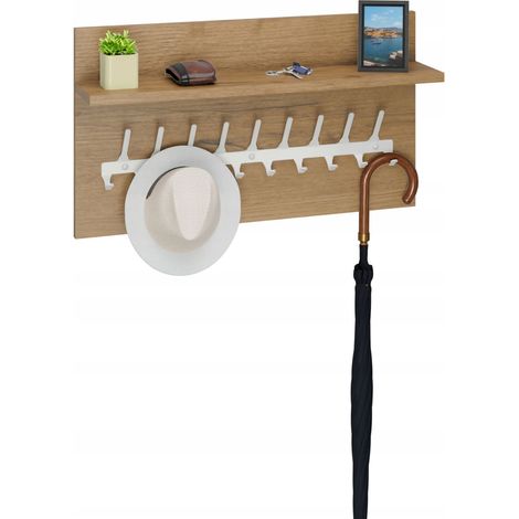 Kleiderbügel Loft 70 cm – Weiß + Lancelot Eiche, massiv und stilvoll (1/5)