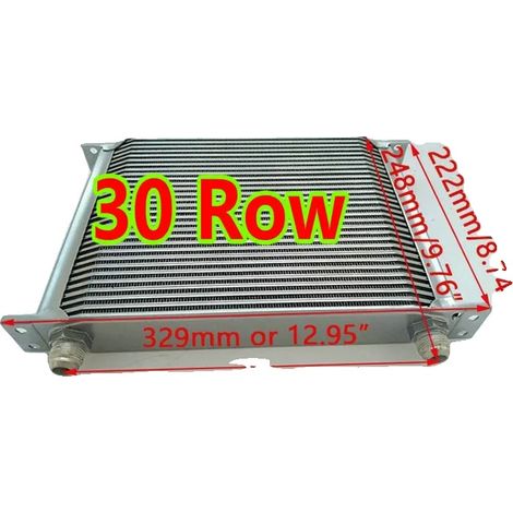 Ölkühler, 30 Reihen, Aluminium-Material, Kernmaß 292mm x 222mm x 50mm, Gesamtmaß 329mm x 248mm x 50mm, AN10 Einlass/Auslass Gewindegröße (1/5)