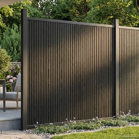vidaXL Pannello di Recinzione WPC e Alluminio Nero