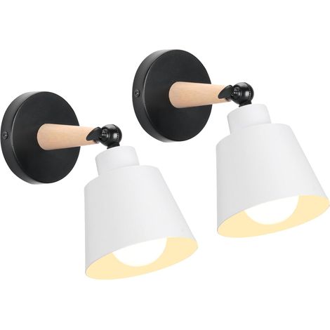 2-Pack Vintage Industrial Wall Sconces, E27 Metal Adjustable Ceiling Lights, Retro Indoor Wall Lamp for Bedroom, Kitchen, Restaurant [Energy Class A] White (1/5)