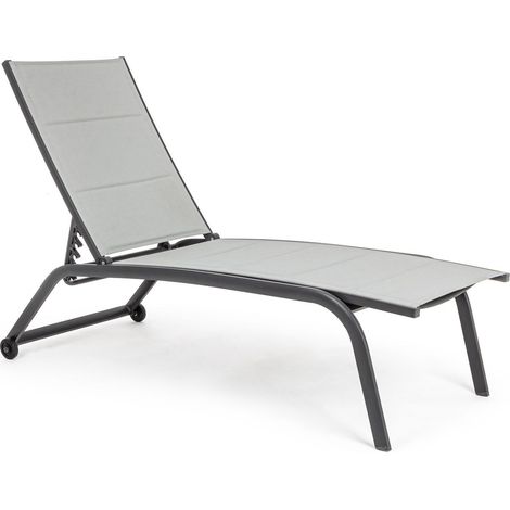 Lettino Prendisole con Ruote in Alluminio e Textilene Antracite (1/5)