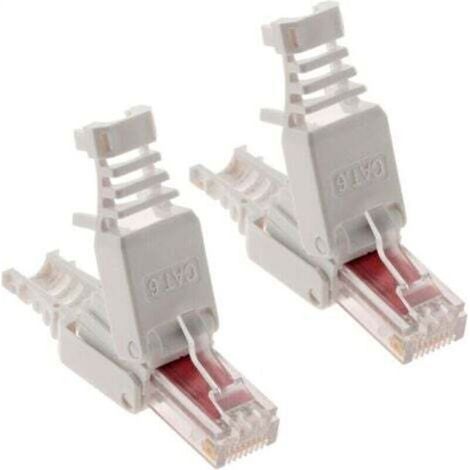 Jeu de 10 fiches RJ45 CAT 6, outils non inclus, fiches cristal sans pression catégorie 6e (1/3)