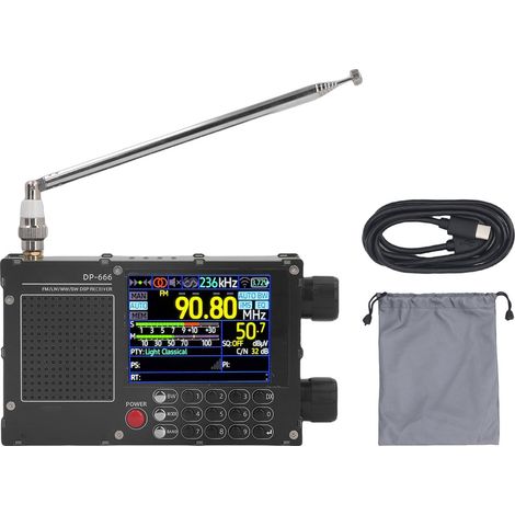 Radio FM LW MW SW à bande complète avec écran tactile IPS de 2,8 pouces et haute sensibilité, portable pour les voyages et les explorations en plein air. (1/5)