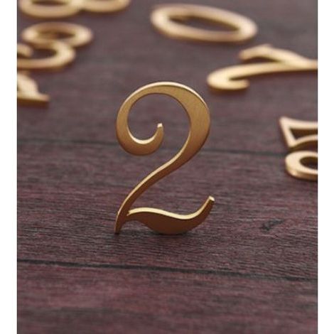 Brass House Number Elegant Door Numbers 2 inch (5 cm) Metal Address Number Modern Brass House Number (Door Number 2)