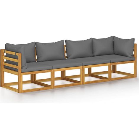 Maison Exclusive - 4-Sitzer-Gartensofa mit Auflage Akazie Massivh (1/5)