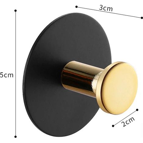 (Noir et or - 1 pièce) Crochet en acier inoxydable auto-adhésif pour salle de bain, porte-manteau, sans perçage, porte-serviettes, crochets de rangement pour la maison (1/5)