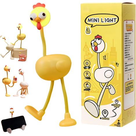 Mini veilleuse multifonctionnelle rechargeable en forme de poussin jaune (batterie 500 mAh) - une lampe de bureau étudia (1/5)