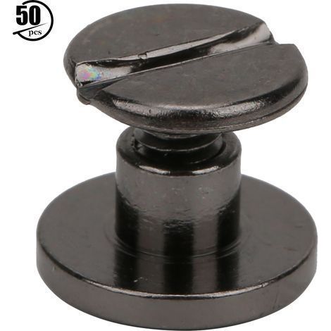 Packung mit 50 Messingschrauben/Nägeln mit flachem Kopf, 6,5 mm, für DIY-Lederarbeiten, Gunmetal-Finish, zum Einschrauben (1/5)