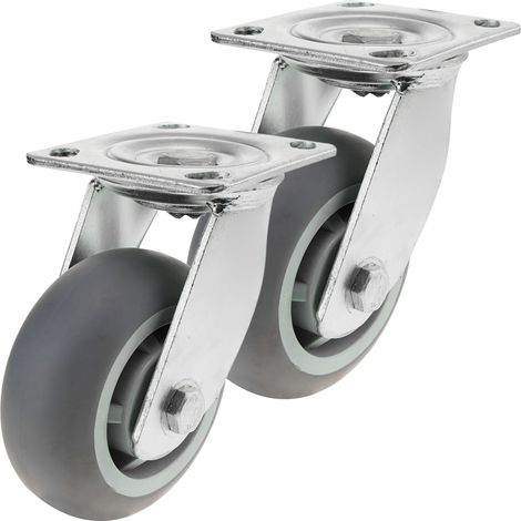 PrimeMatik - Roulettes industrielles en polyuréthane sans frein 125 mm 2 éléments (1/5)