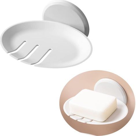 Soap Dish, Soap Holder - Self Draining Shower Soap Dish No Drilling, Soap Holder with Drain for Bathroom and Kitchen
