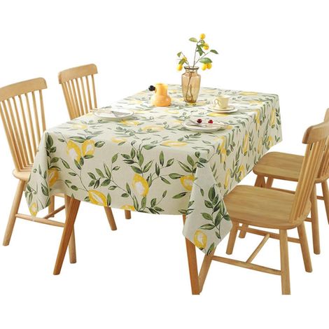 Nappe Rectangle Citron Jaune Nappe de Table Rectangulaire Nappes Antitache Imperméable Nappe PVC Lavable Toile Cirée, Motif Fruits Citrons pour Table de Salle à Manger, 140 x 220 cm (1/5)