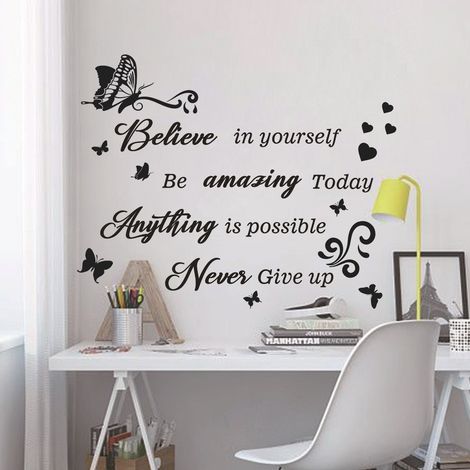 Stickers muraux avec citations, phrases inspirantes, stickers muraux noirs pour la décoration des murs de la chambre et du salon. (1/5)