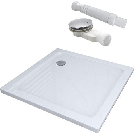 Duschwanne Acrylwanne Duschtasse Dusche 40mm Superflache Weiß Mit Erhöhte Kante, Rechteckig 90x90cm (1/5)