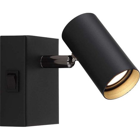 Applique murale LED métal noir mat orientable interrupteur à bascule L 11 cm