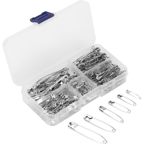 Épingles de sûreté, petites et résistantes, en acier inoxydable, disponibles en 6 tailles différentes pour vêtements, travaux manuels et couture. (1/5)