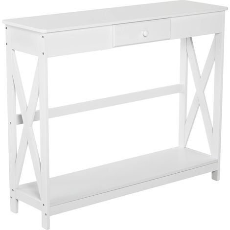 Table Console, Design Élégant, Rangement Efficace, BLANC (1/5)