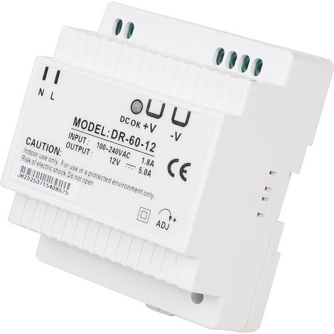 Transformateur d'alimentation Rail Din Alimentation modulaire montable pour automatisation industrielle Boîtes de distribution Instrumentation Transformateurs (12V 5A DR-60-12) (1/5)