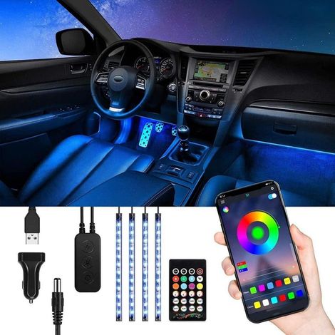 LED Innenbeleuchtung Auto mit APP-Steuerung, Musikmodus, RGB-Farben (1/5)