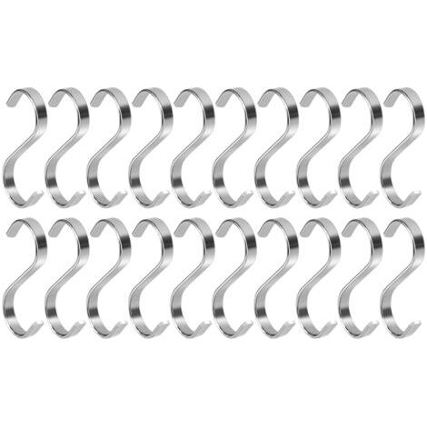 Crochet plat en acier inoxydable épais en forme de S, crochet de cuisine plat en forme de S pour suspendre les aliments, adapté au séchage des saucisses, des charcuteries, du poisson séché, etc (1/5)