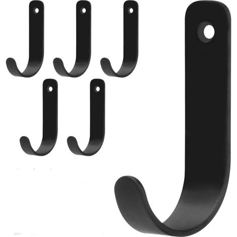 6 Pcs Crochet Porte Manteau Mural, Patère Murale en Métal Noires, Crochets Patere Porte Manteau pour Vêtements Chapeaux Sacs (1/5)