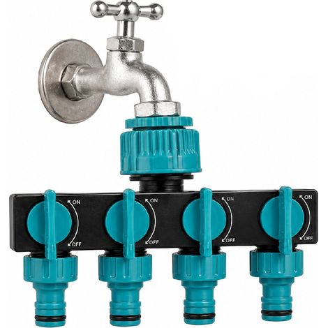 4-Wege-Wasserverteiler, Zola, mit einzelnen Ein-/Aus-Hähnen, 1"-Anschluss, 3/4"- und 1/2"-Adaptern, PVC, 18 x 12 x 8 cm (1/5)
