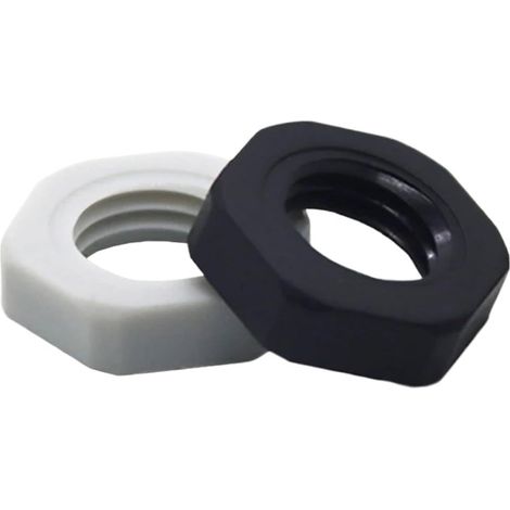 10 ou 100 écrous hexagonaux en plastique noir et blanc M5-M72 (1/5)