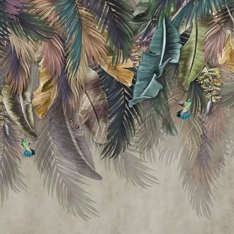 papier peint panoramique feuilles de palmier multicolore  - Sanders & Sanders (1/5)