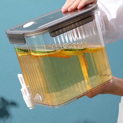 Distributeur de Réfrigérateur en Plastique Distributeur de Réservoir D'Eau Lait Glacé Limonade Conteneur de 3,5 L (1/5)