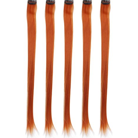 Lot de 5 extensions de cheveux teintées à crochet d'oreille, pinces à cheveux longues et lisses, extensions de cheveux colorées et respirantes, extensions de cheveux à crochet d'oreille subtilement te (1/5)