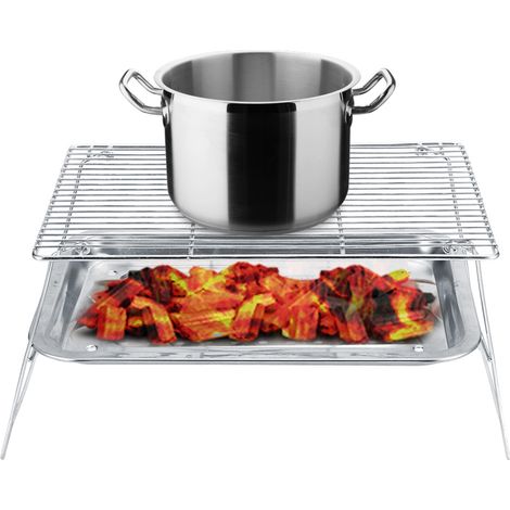 3-teiliges Set tragbarer, faltbarer Edelstahl-Grillrost mit Clips (1/5)